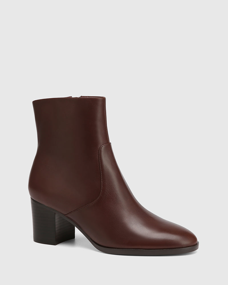 Nola Walnut Leather Ankle Boot
