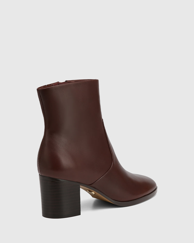 Nola Walnut Leather Ankle Boot