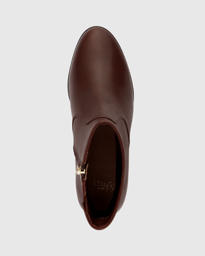 Nola Walnut Leather Ankle Boot