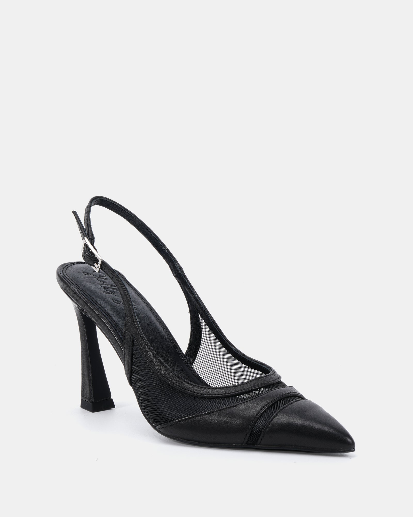 Nown Black Mesh Textile Slingback
