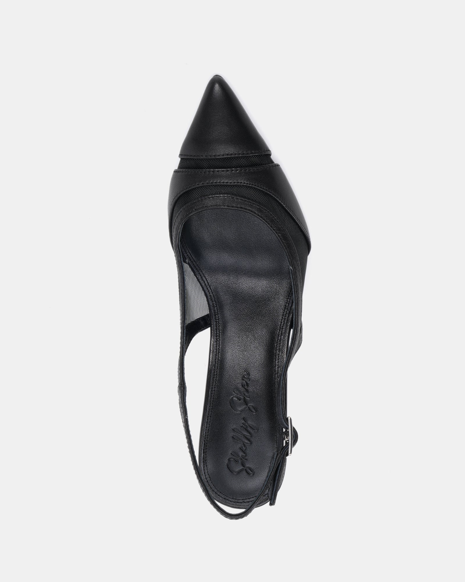 Nown Black Mesh Textile Slingback