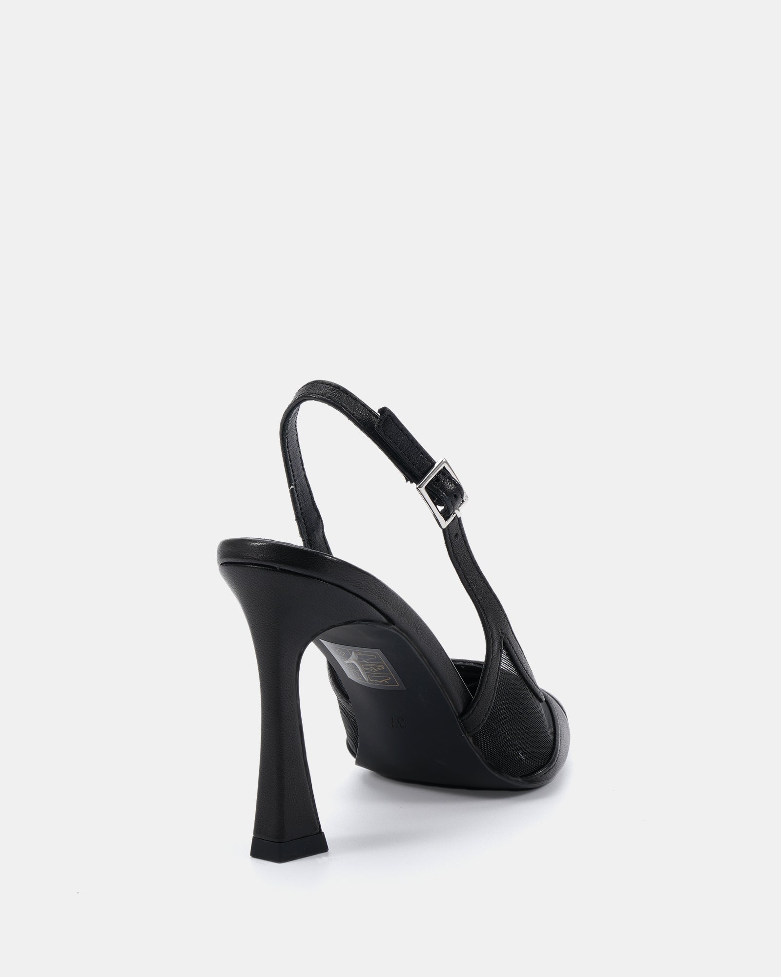Nown Black Mesh Textile Slingback