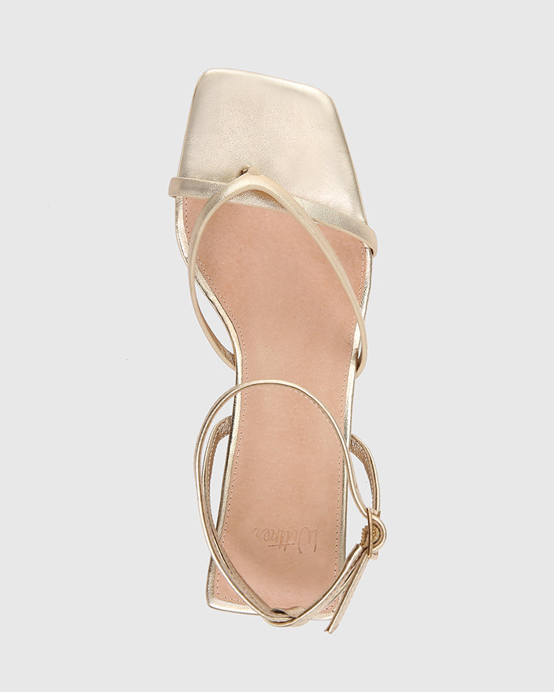 Nyla Champagne Metallic Leather Wedge