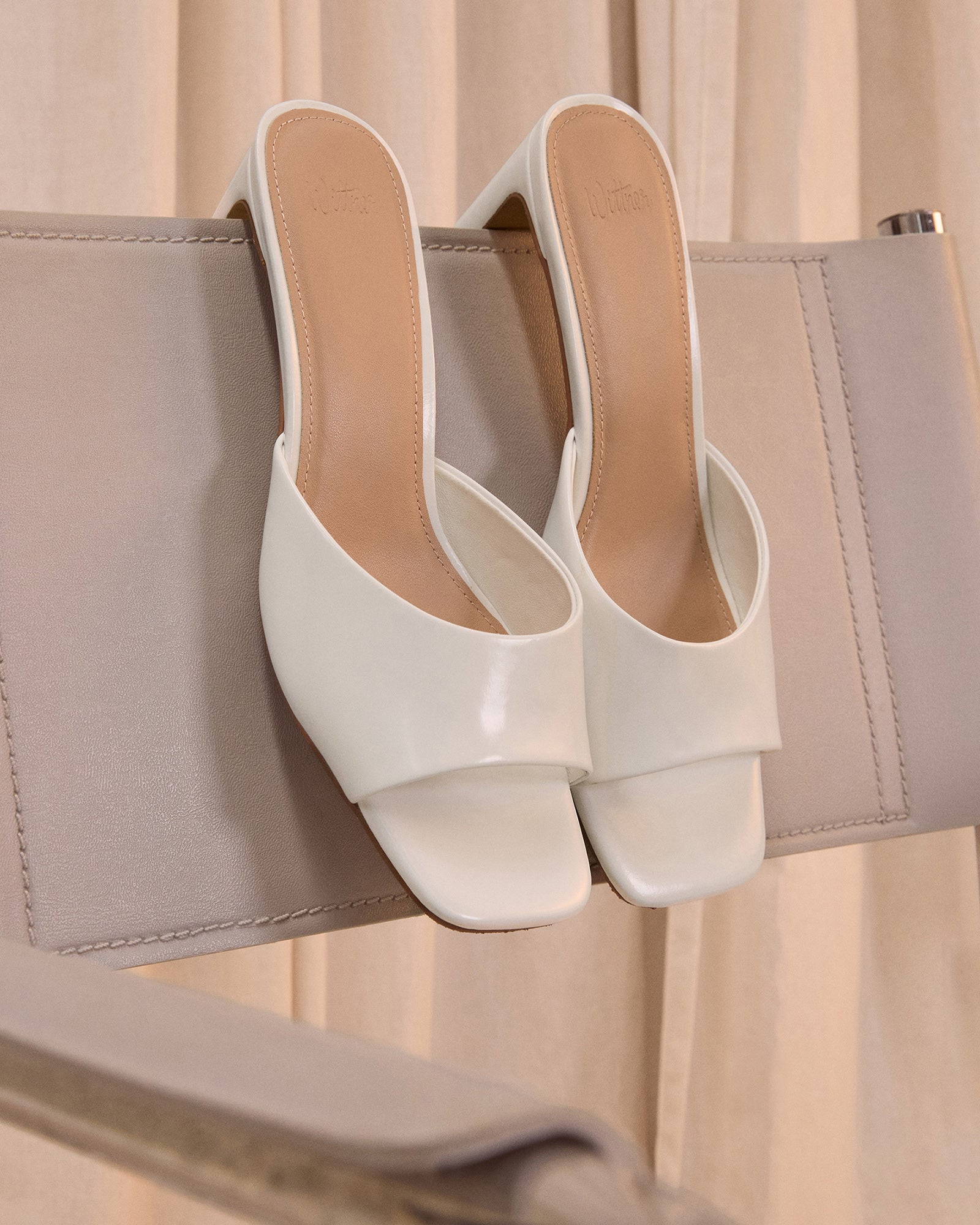 Nikita Optic White Leather Slim Heel Mule