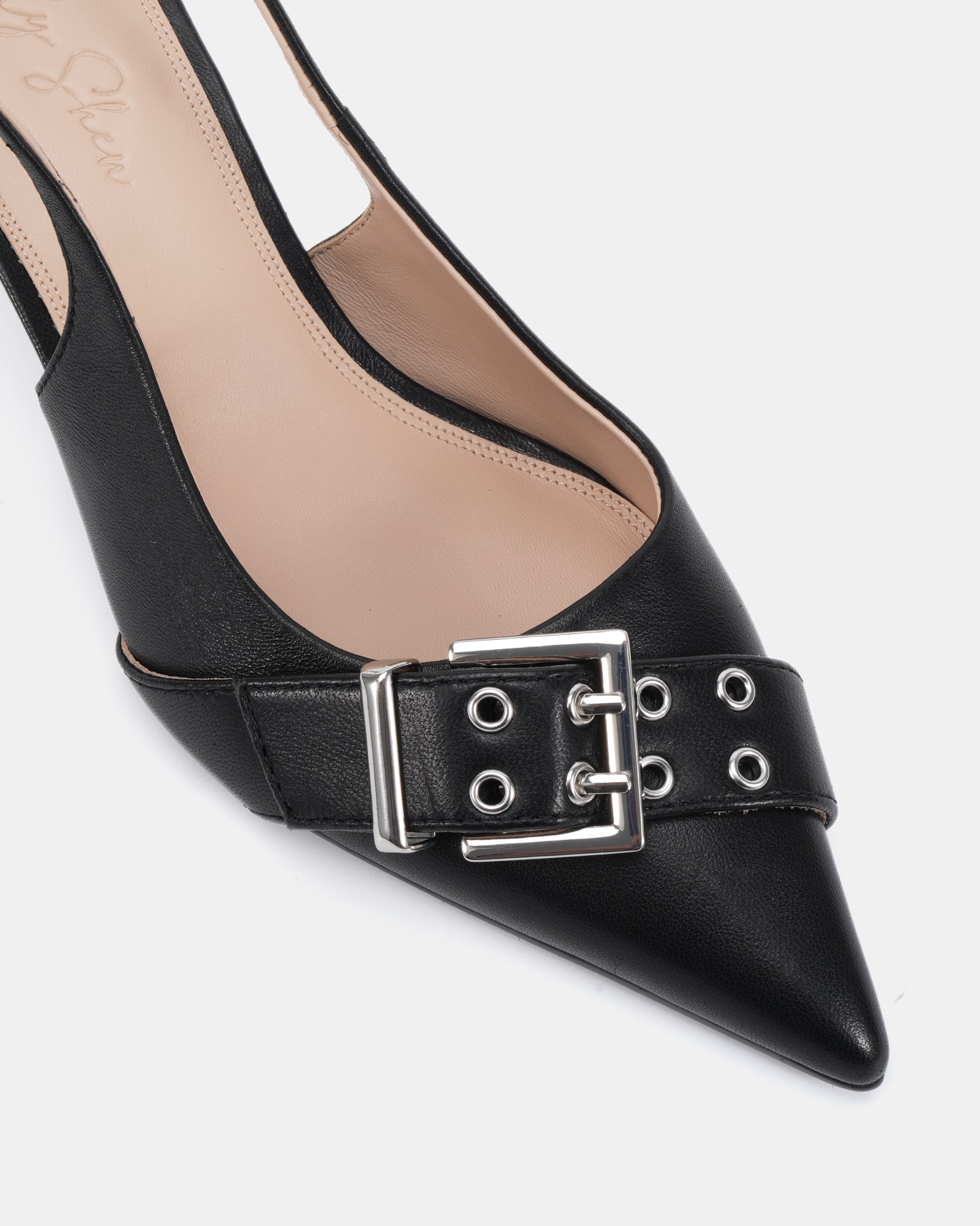 Node Black Leather Slingback