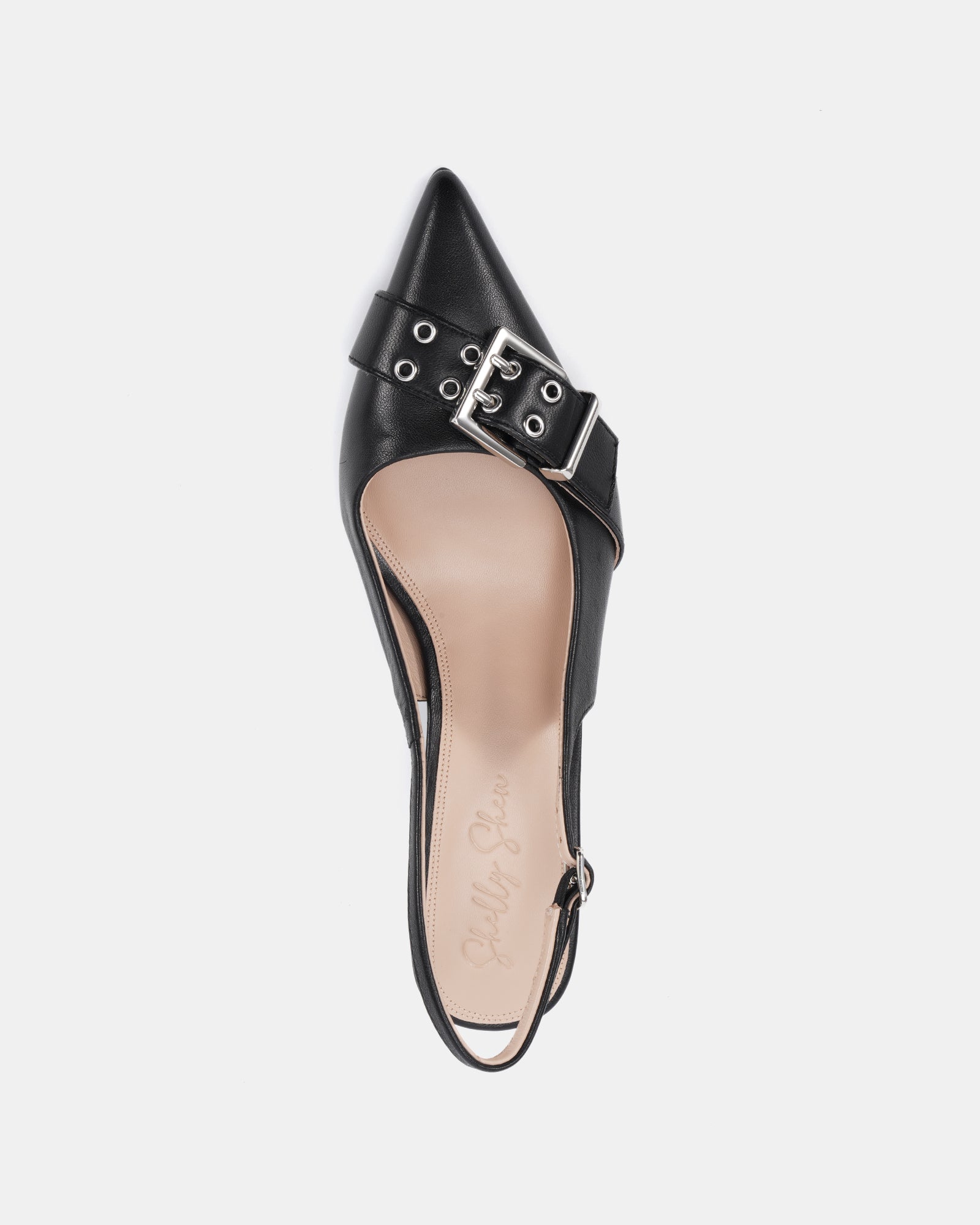 Node Black Leather Slingback