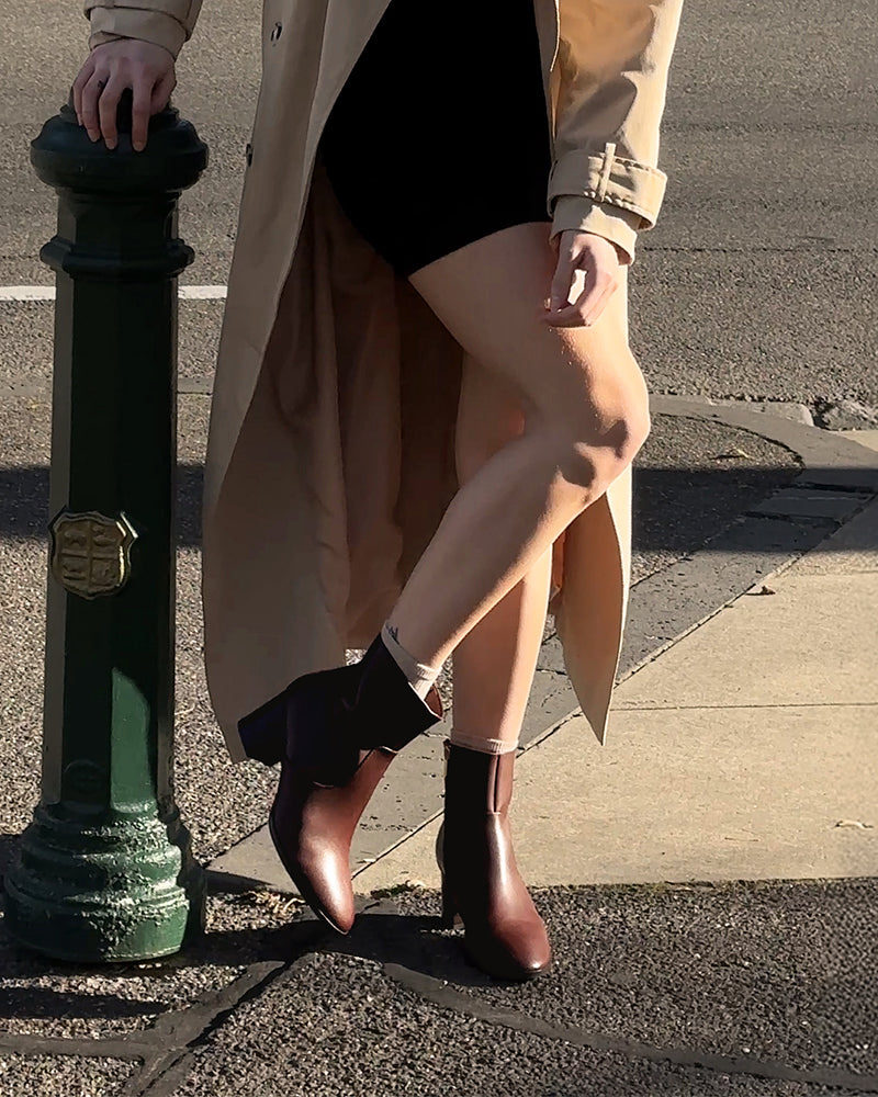 Nola Walnut Leather Ankle Boot