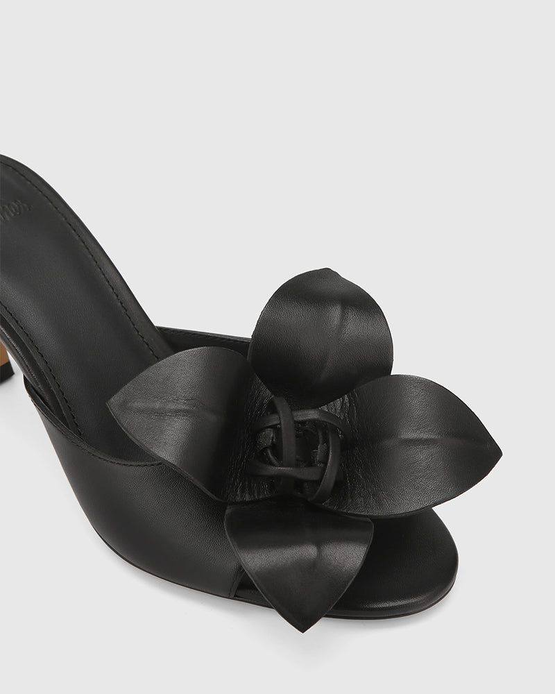 Oliva Black Leather Mule