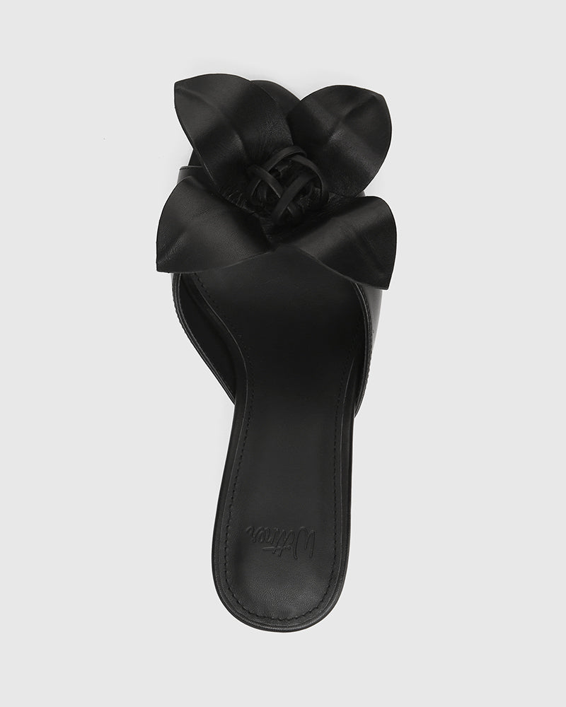 Oliva Black Leather Mule