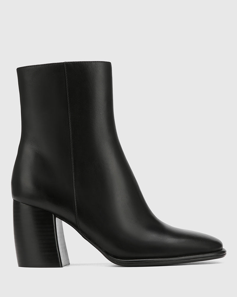 Pasha Black Leather Ankle Boot