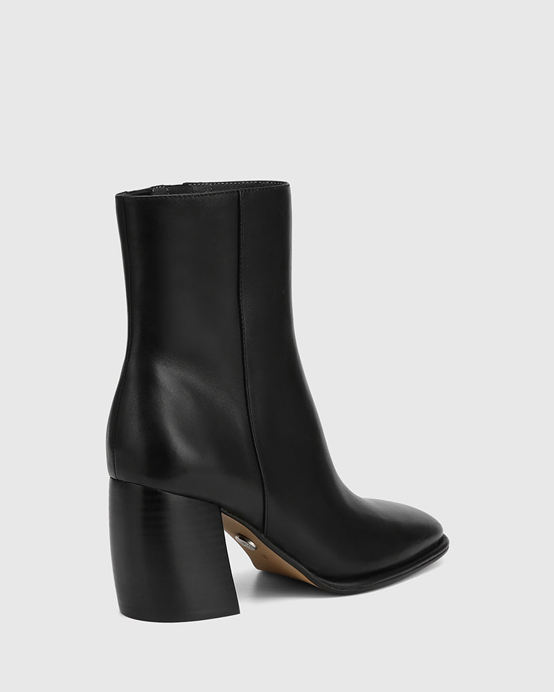 Pasha Black Leather Ankle Boot