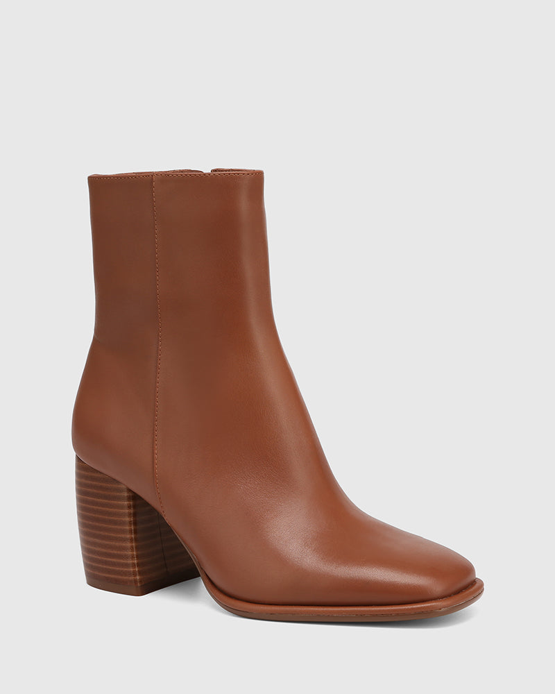 Pasha Warm Cinnamon Leather Ankle Boot