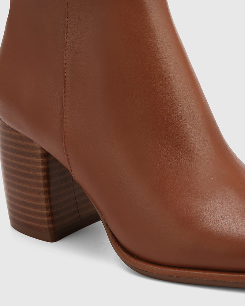 Pasha Warm Cinnamon Leather Ankle Boot