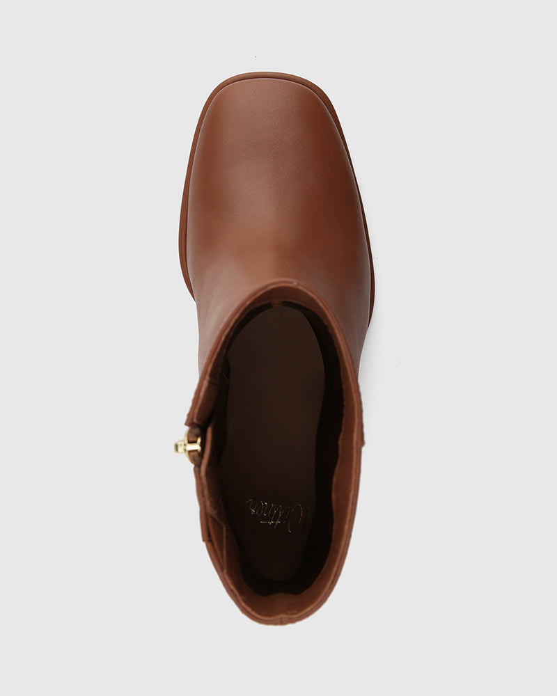 Pasha Warm Cinnamon Leather Ankle Boot