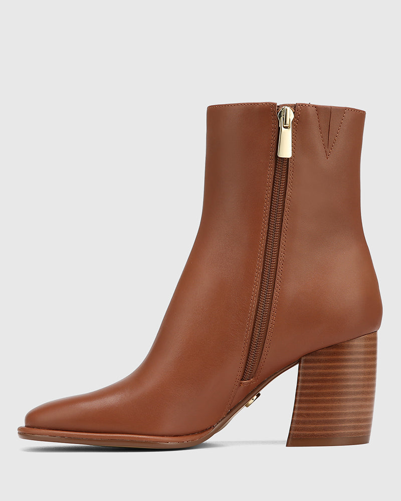 Pasha Warm Cinnamon Leather Ankle Boot