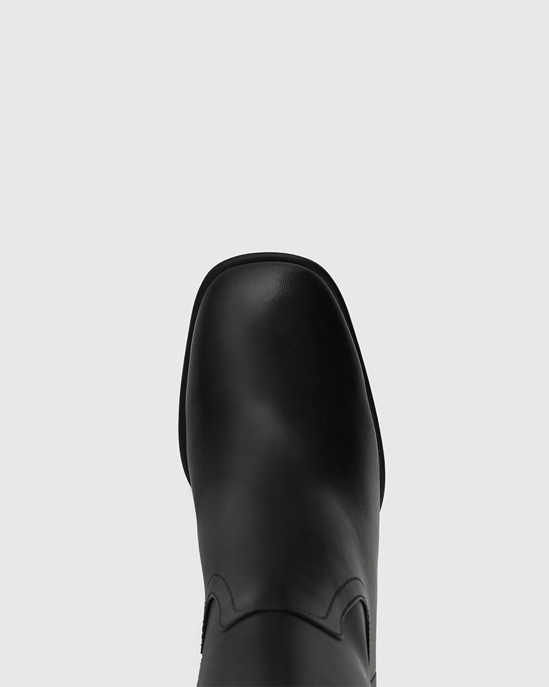 Payley Black Leather Knee High Boot