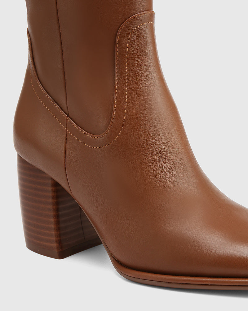 Payley Havana Tan Leather Knee High Boot