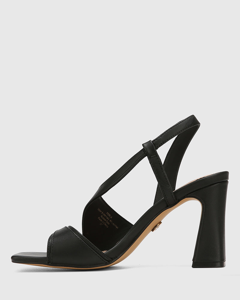 Perla Black Leather Heel