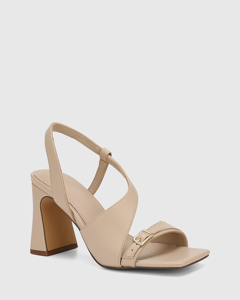 Perla Pale Porcelain Leather Heel