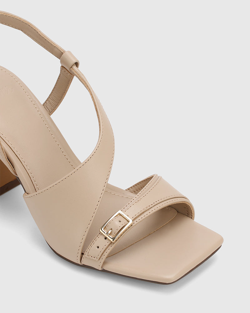 Perla Pale Porcelain Leather Heel