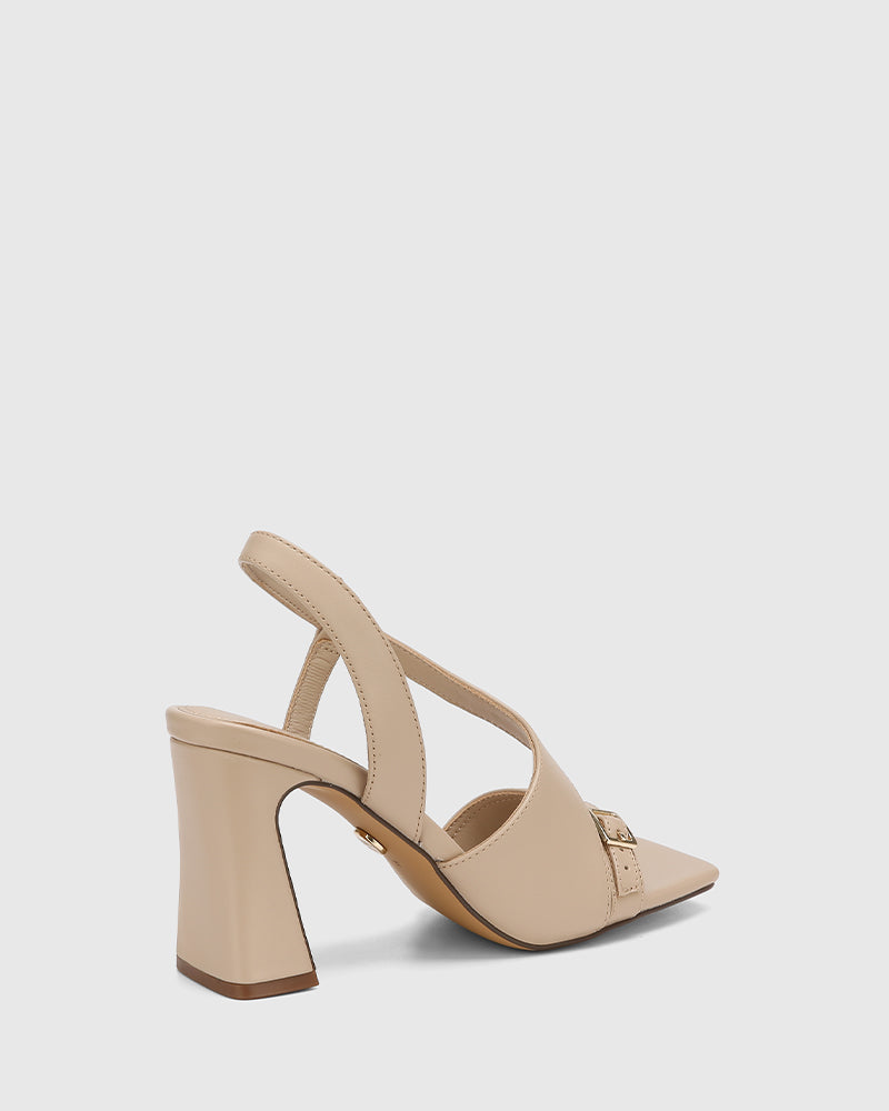 Perla Pale Porcelain Leather Heel