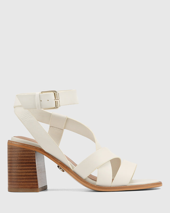 Prague Off White Leather Strappy Heel