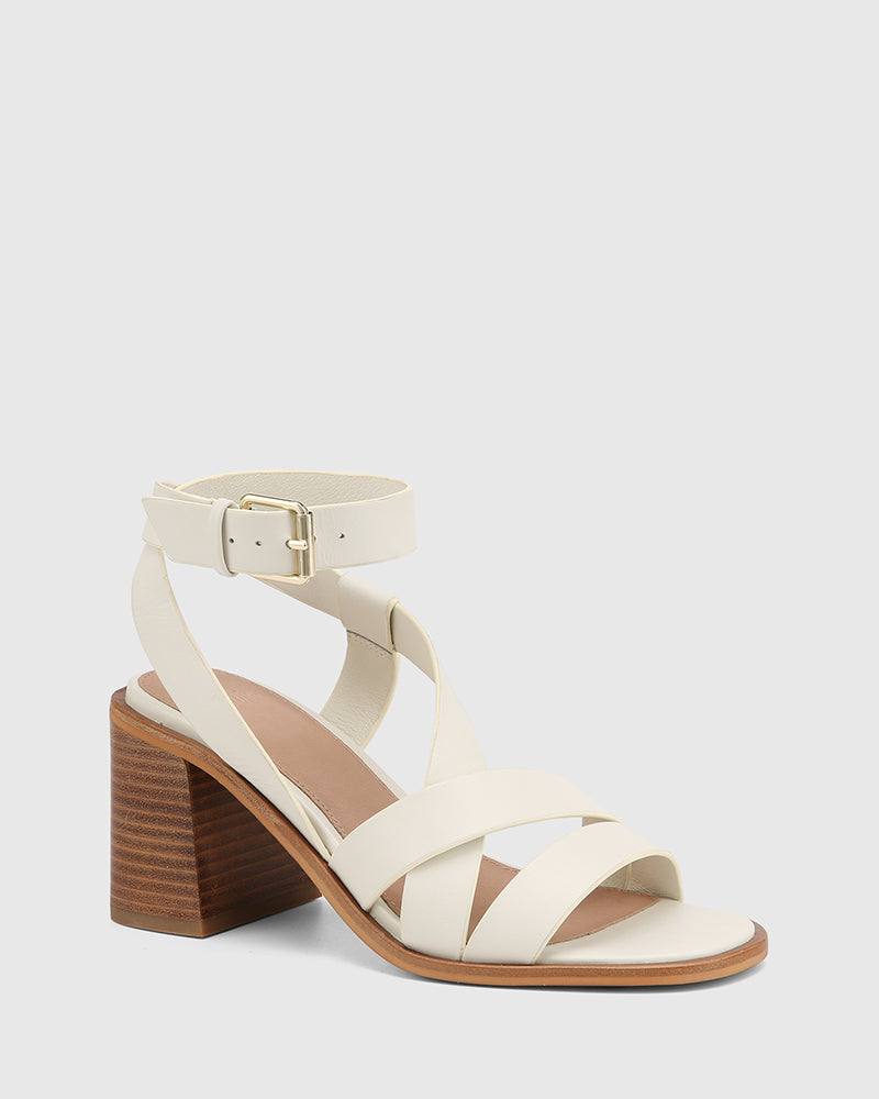 Prague Off White Leather Strappy Heel