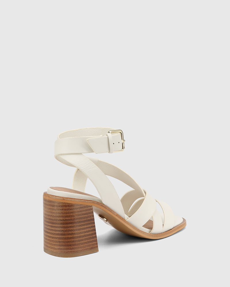 Prague Off White Leather Strappy Heel