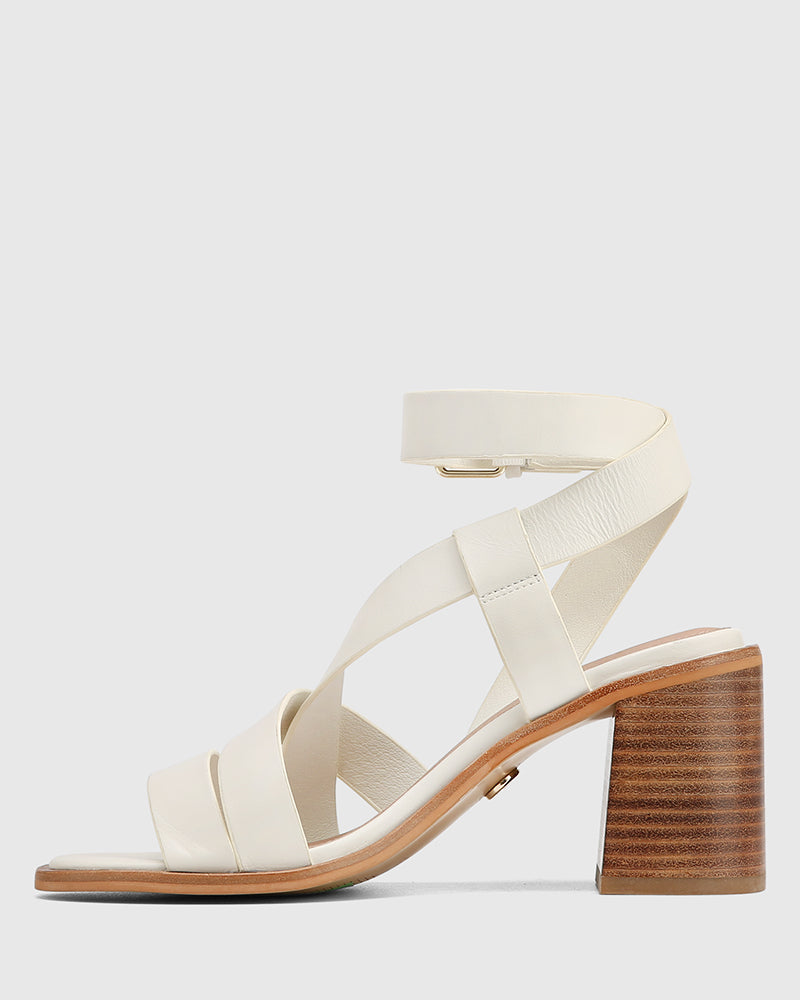 Prague Off White Leather Strappy Heel
