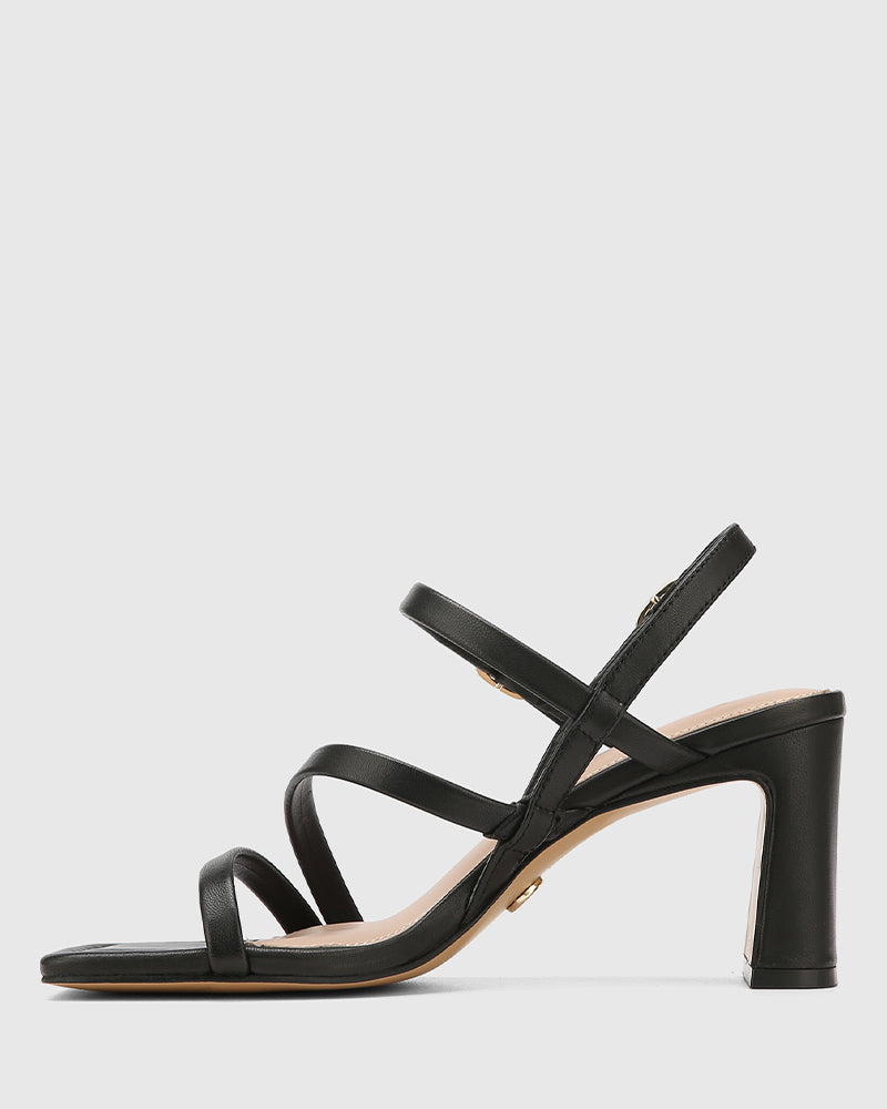 Primo Black Leather Strappy Heel