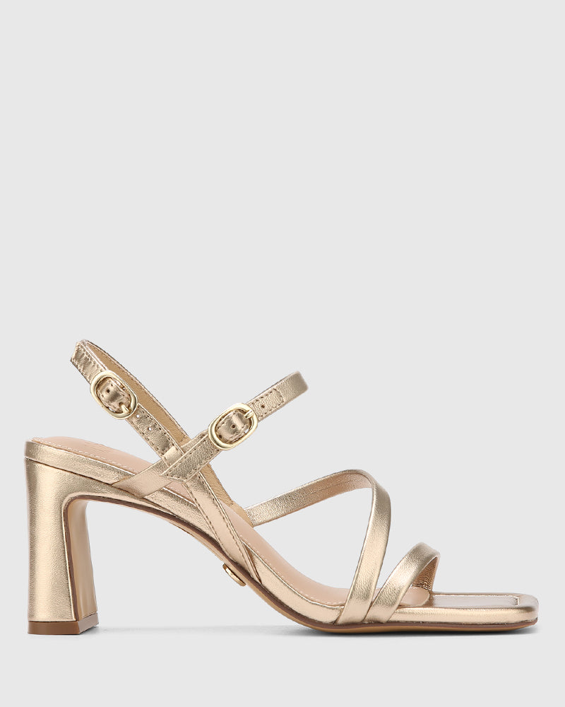 Primo Champagne Metallic Leather Strappy Heel