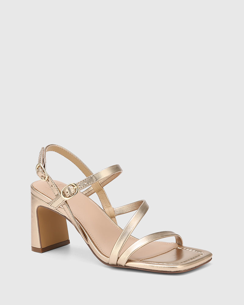 Primo Champagne Metallic Leather Strappy Heel