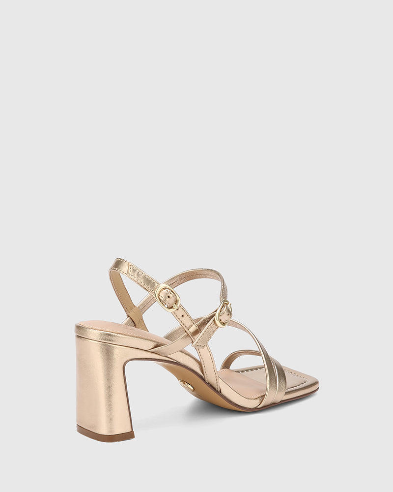 Primo Champagne Metallic Leather Strappy Heel