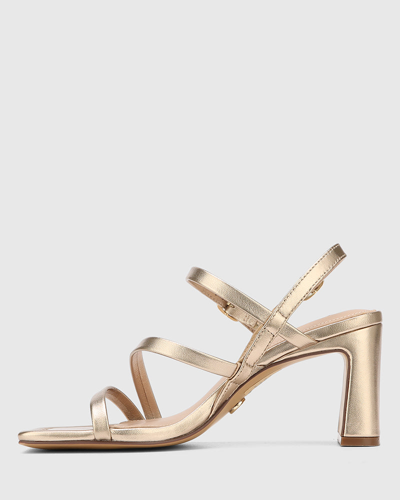 Primo Champagne Metallic Leather Strappy Heel