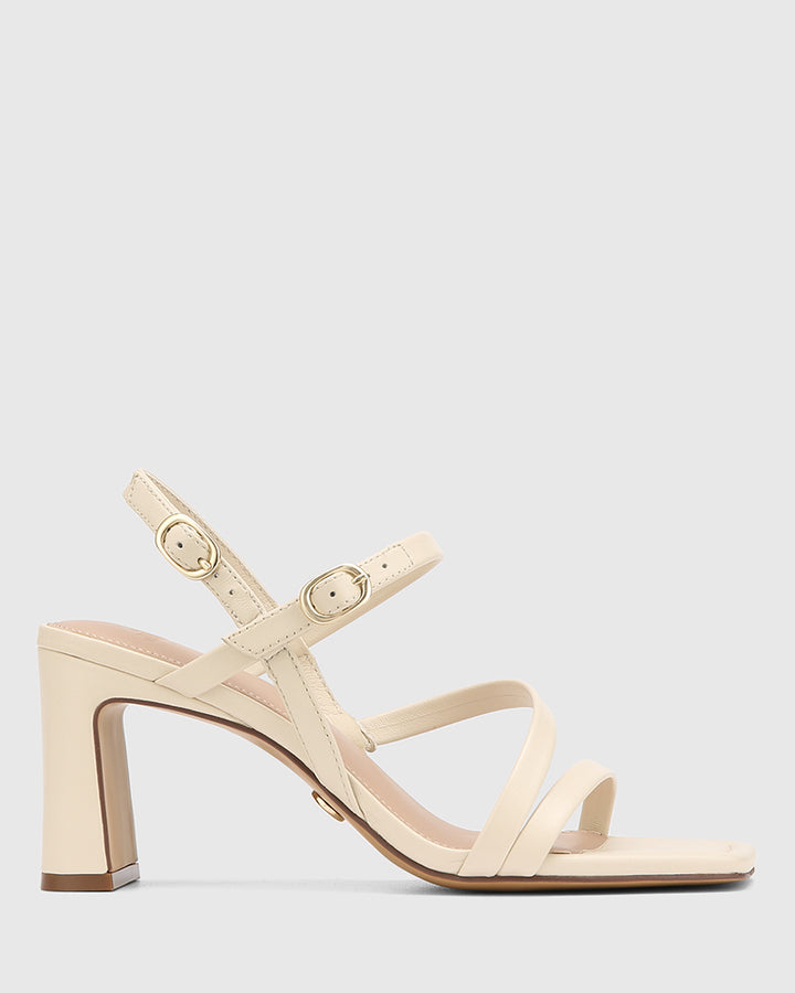 Primo Vintage Ivory Leather Strappy Heel