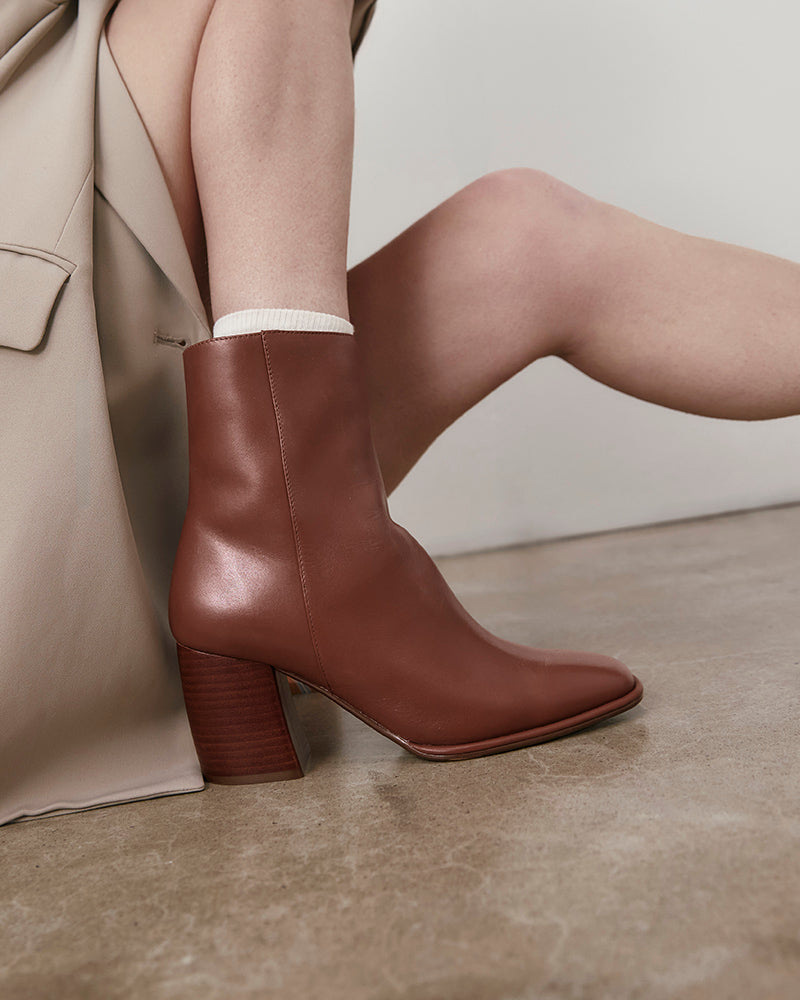 Pasha Warm Cinnamon Leather Ankle Boot