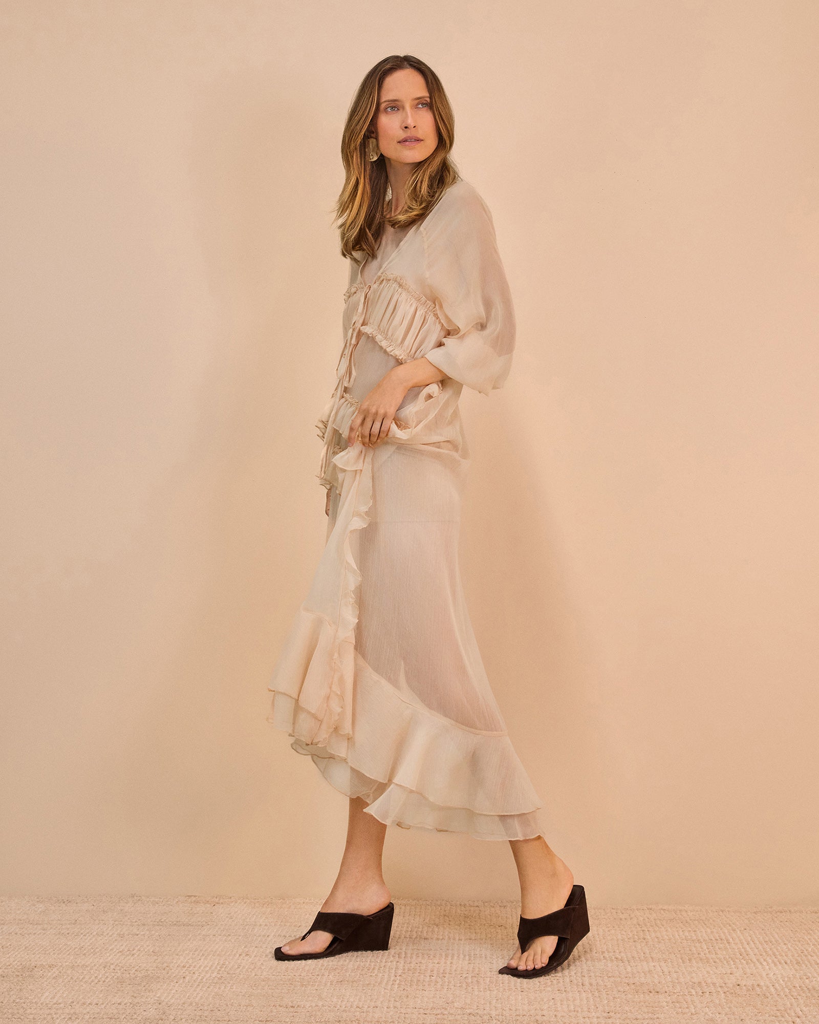 Perri Espresso Suede Leather Wedge Thong