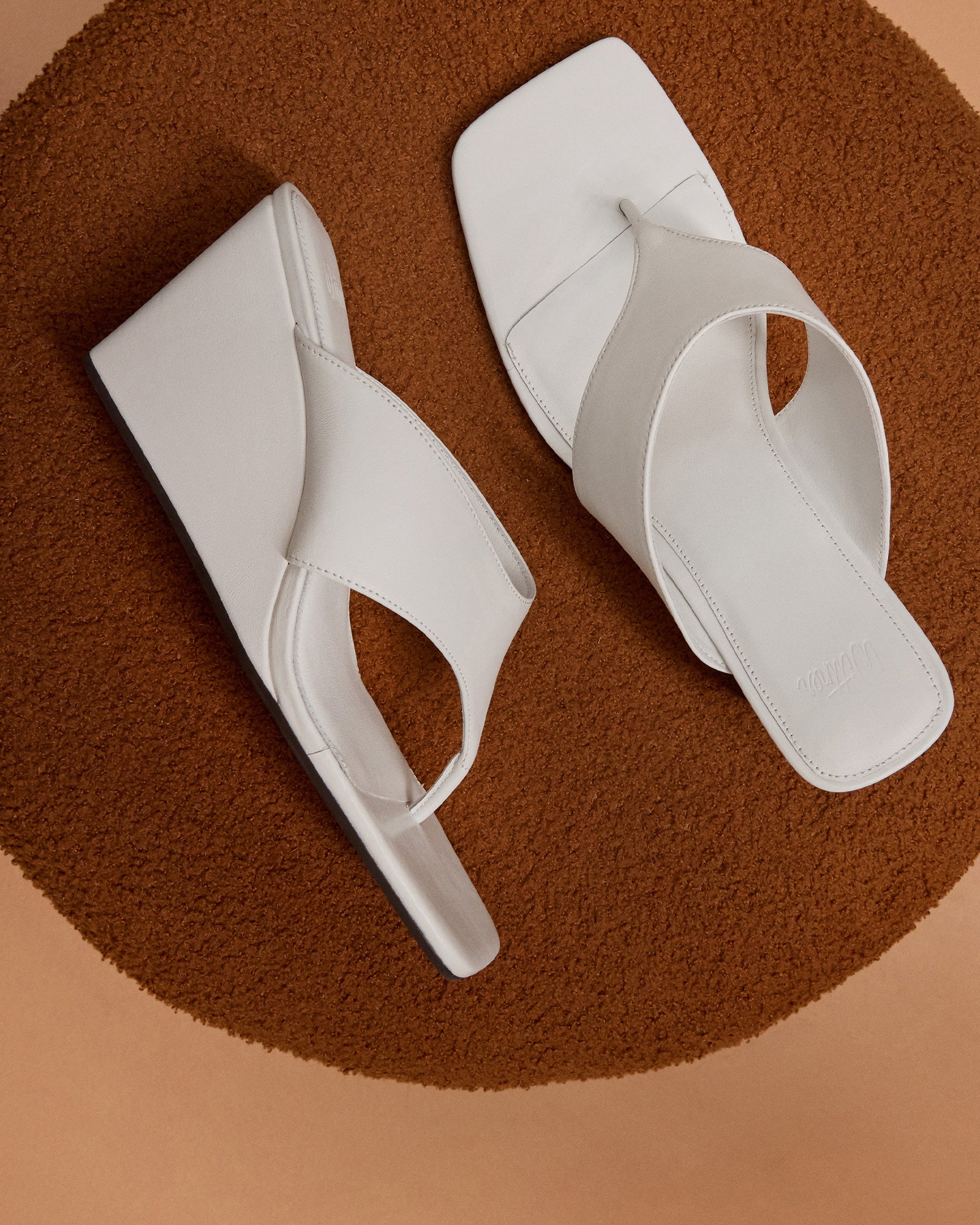 Perri White Leather Wedge Thong