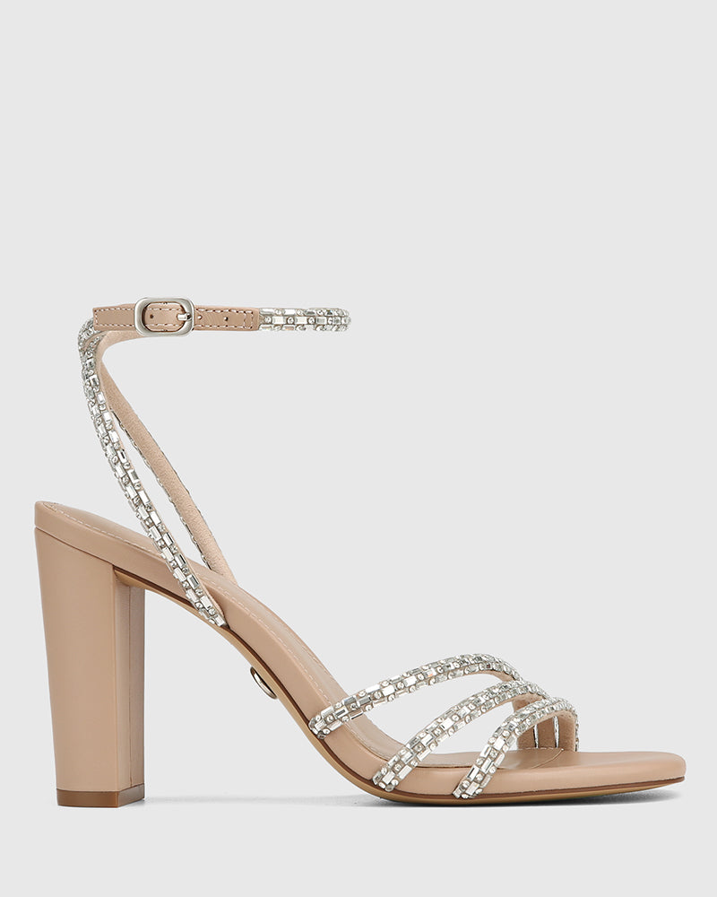 Rachelle New Flesh Leather Block Heel Sandal