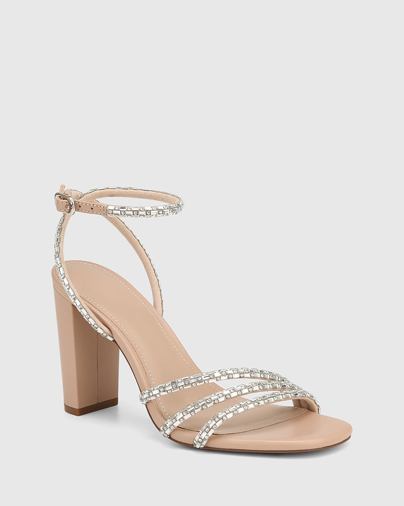Rachelle New Flesh Leather Block Heel Sandal