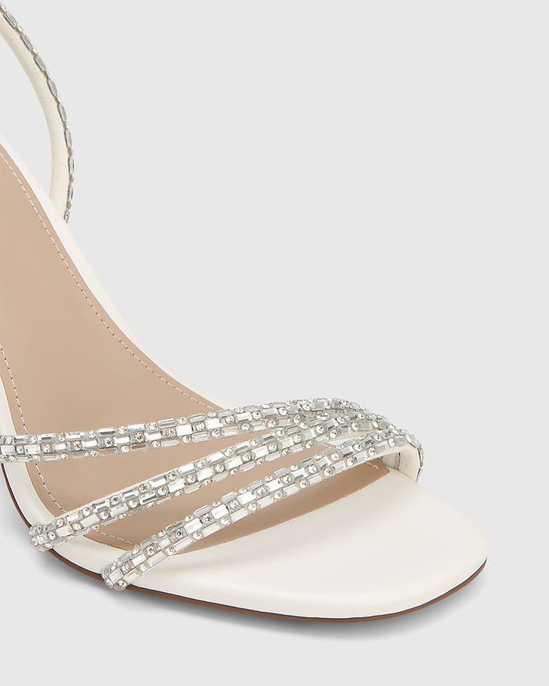 Rachelle Optic White Leather Block Heel Sandal