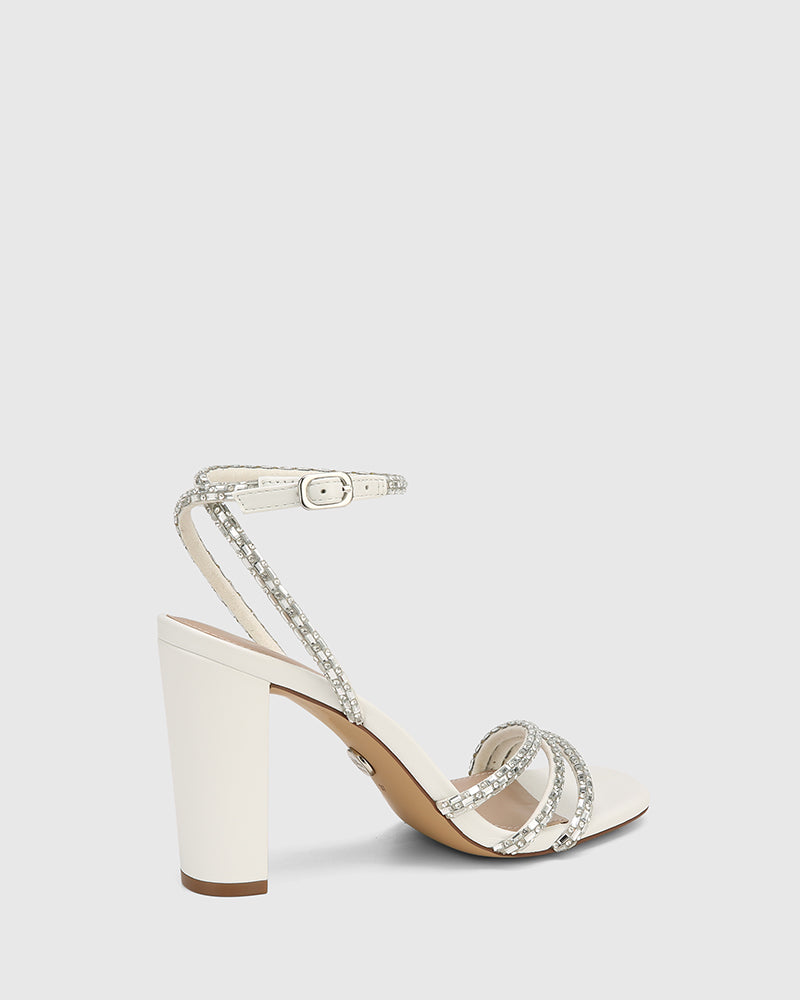 Rachelle Optic White Leather Block Heel Sandal