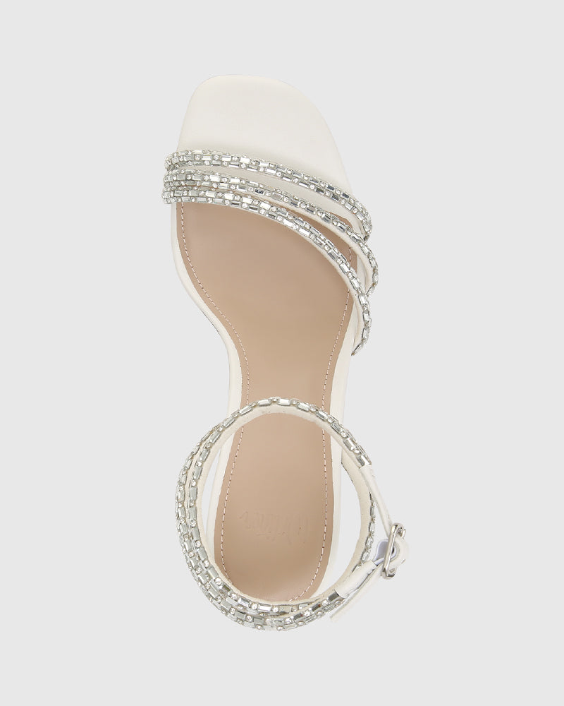 Rachelle Optic White Leather Block Heel Sandal