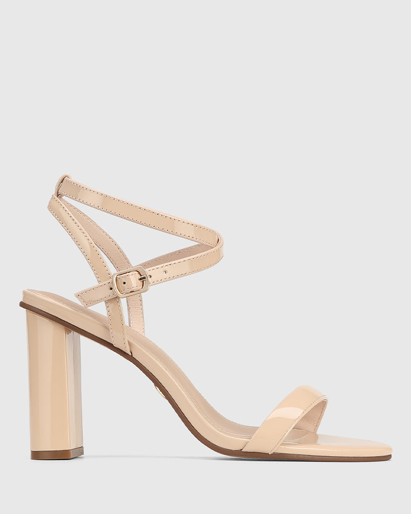 Raven New Flesh Patent Leather Block Heel Sandal