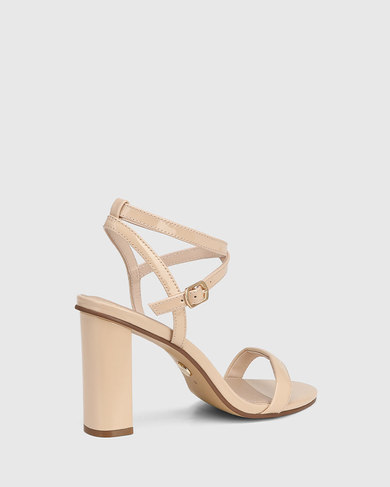 Raven New Flesh Patent Leather Block Heel Sandal