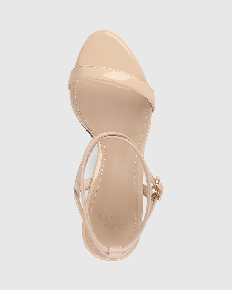 Raven New Flesh Patent Leather Block Heel Sandal