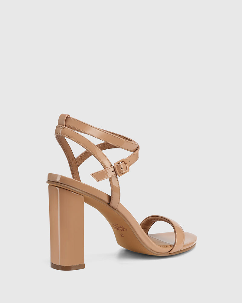 Raven Sunkissed Tan Patent Leather Block Heel Sandal