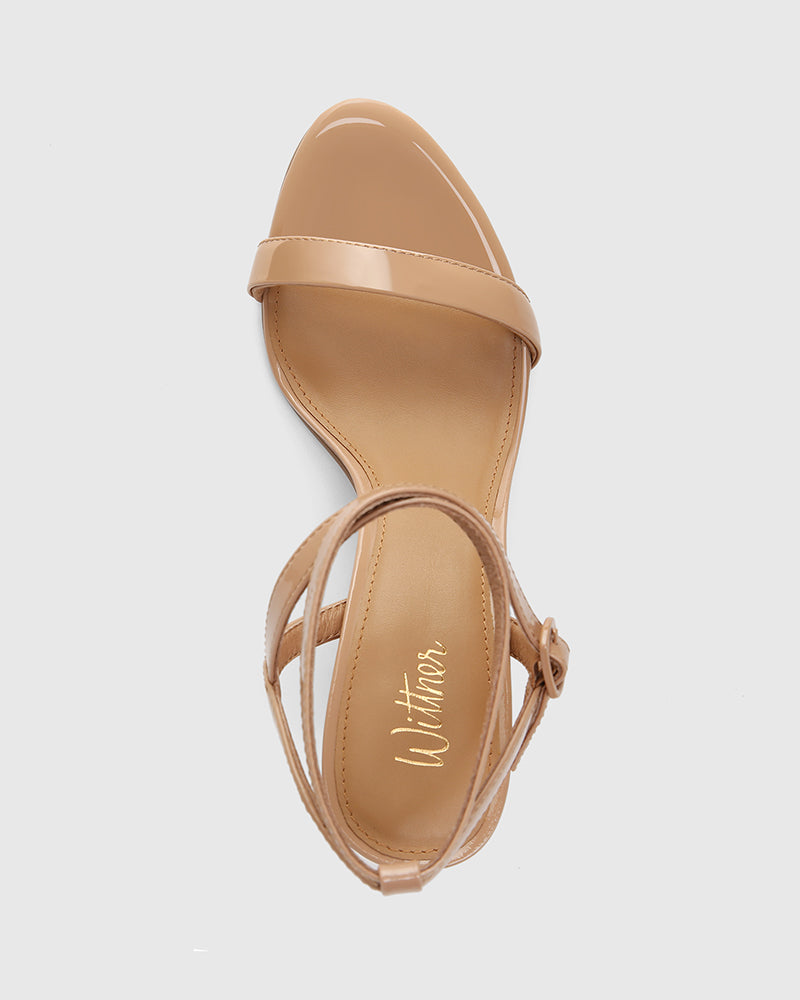 Raven Sunkissed Tan Patent Leather Block Heel Sandal