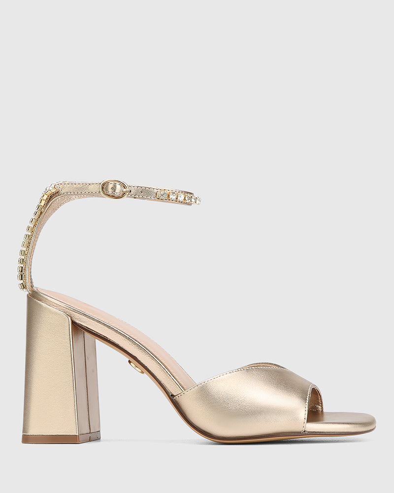 Rayne Champagne Metallic Leather Heel