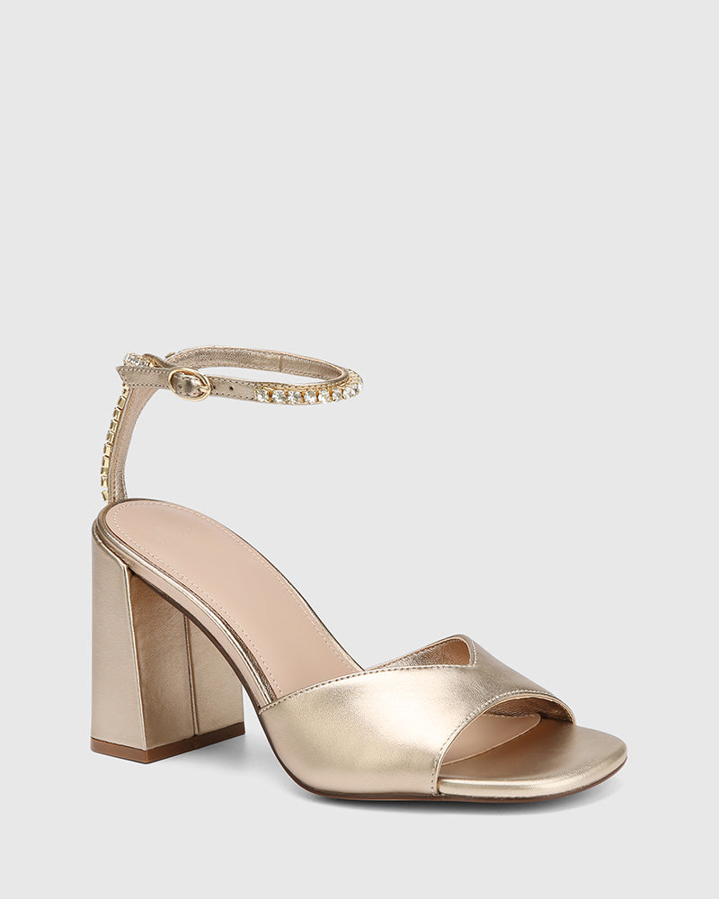 Rayne Champagne Metallic Leather Heel